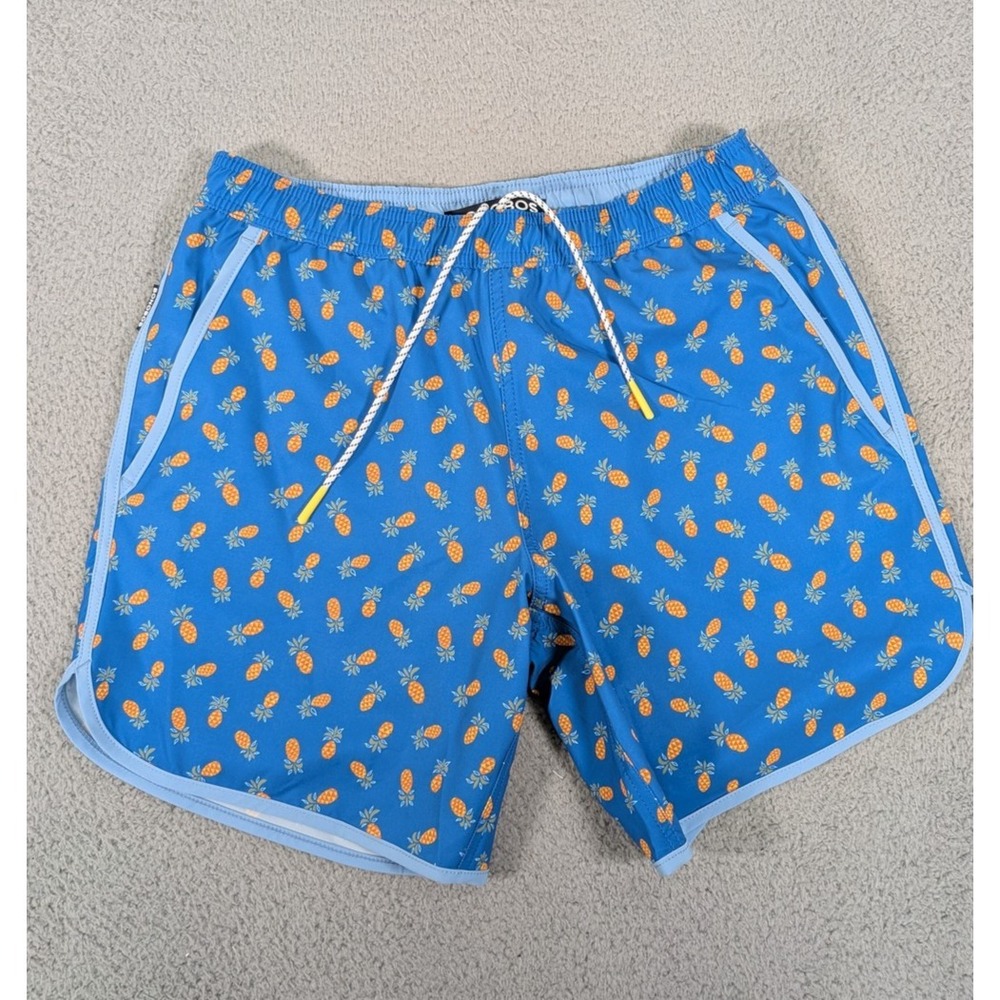 Bonobos Swim Shorts Mens Small Blue Pineapple Print 7 Inch Inseam Mesh Lined New